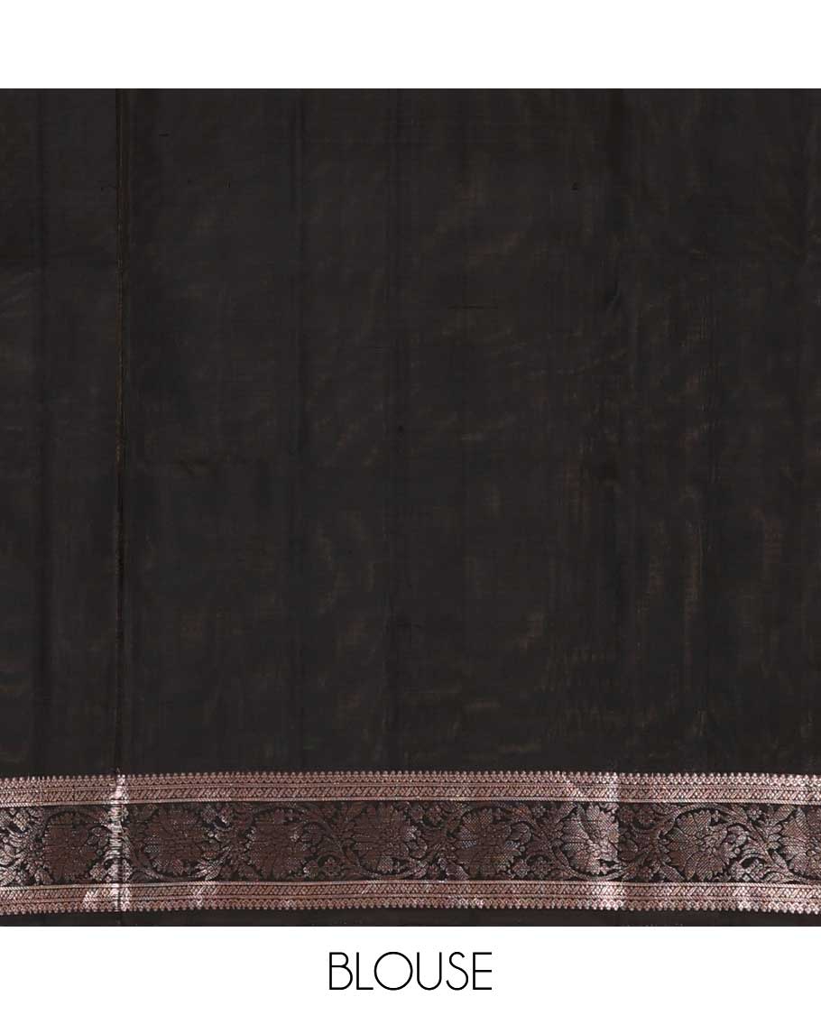 Black manga and pichwai lotus buttas Mayuri soft silk saree, zari border of thilakam mokku and kodi visiry designs, and intricate pallu - Image 6