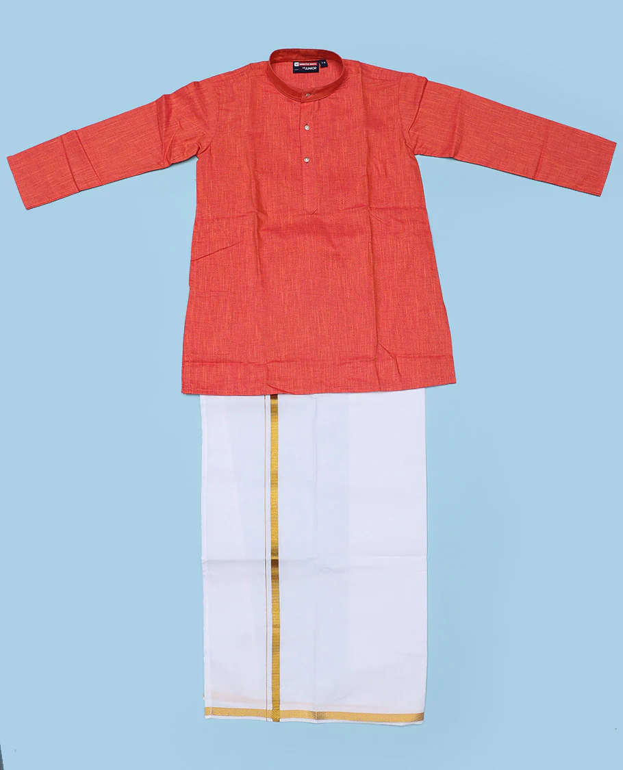 Blue cotton shirt with contrast dhoti (Glamorous boy) - Image 26