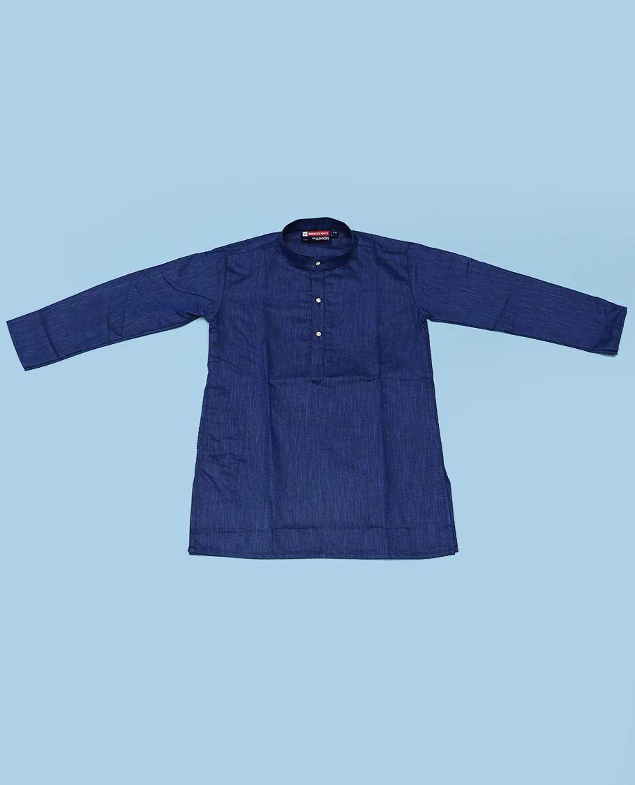 Blue cotton shirt with contrast dhoti (Glamorous boy) - Image 4