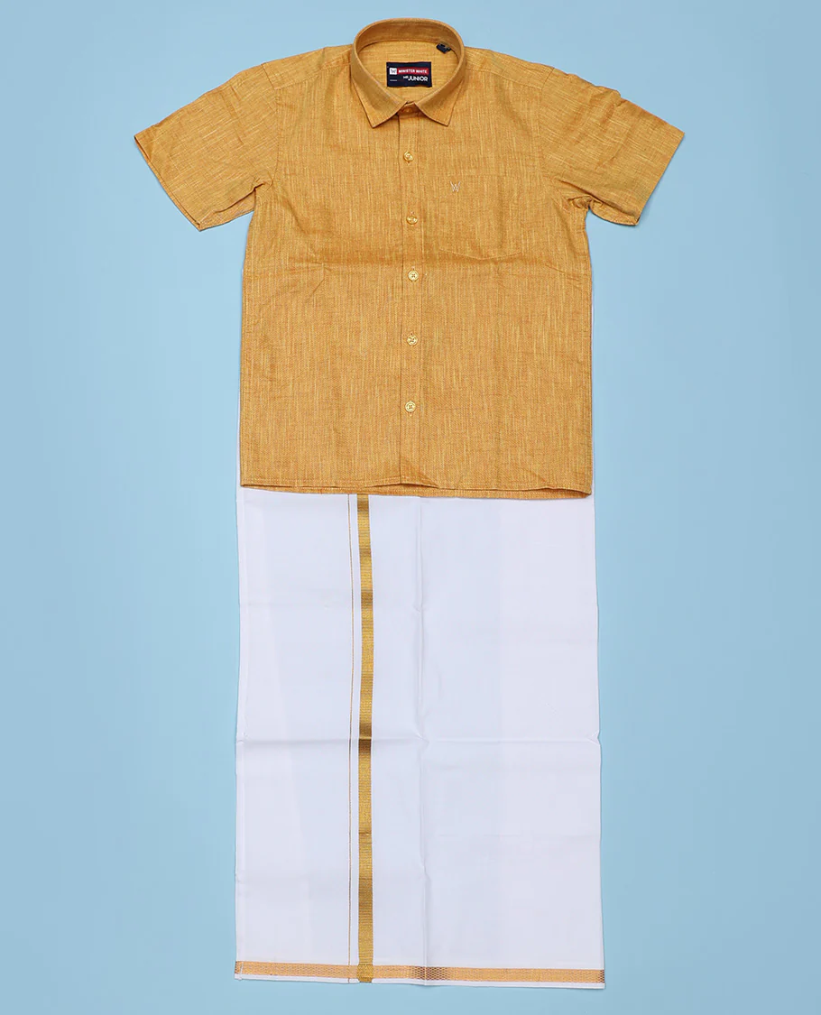Blue cotton shirt with contrast dhoti (Luxurious boy) - Image 18