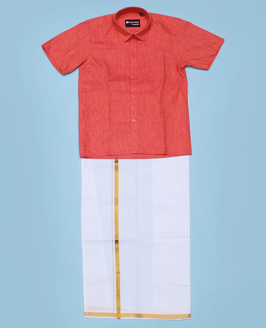 Blue cotton shirt with contrast dhoti (Luxurious boy) - Image 33