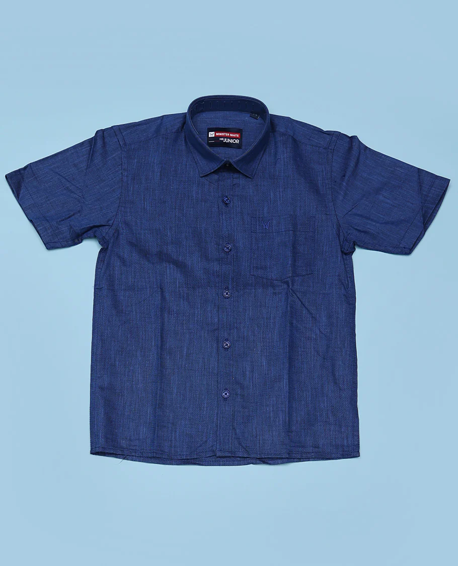 Blue cotton shirt with contrast dhoti (Luxurious boy) - Image 4