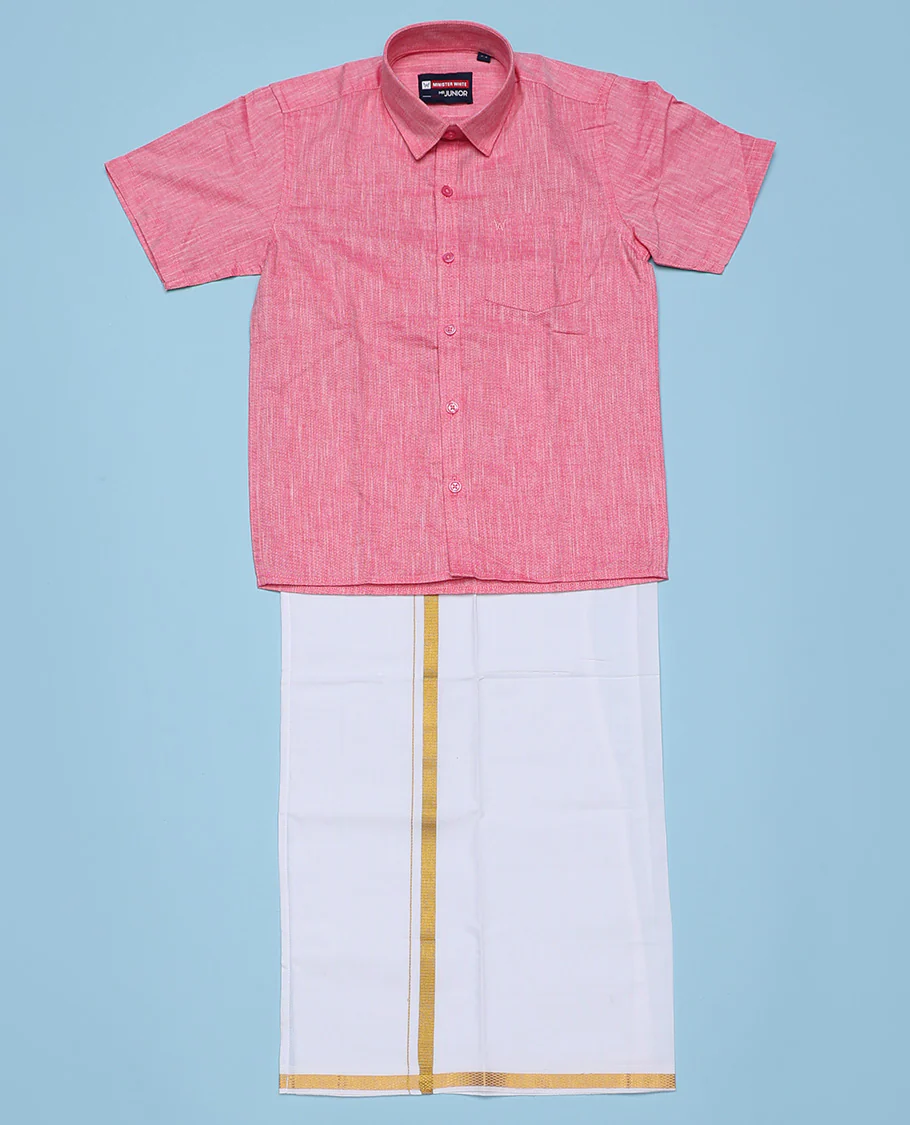 Blue cotton shirt with contrast dhoti (Luxurious boy) - Image 51