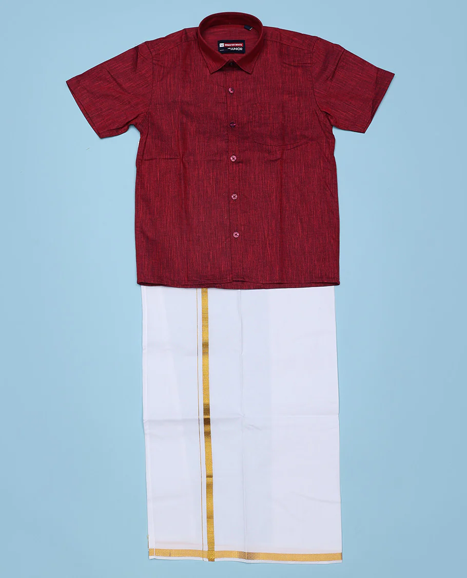 Blue cotton shirt with contrast dhoti (Luxurious boy) - Image 7