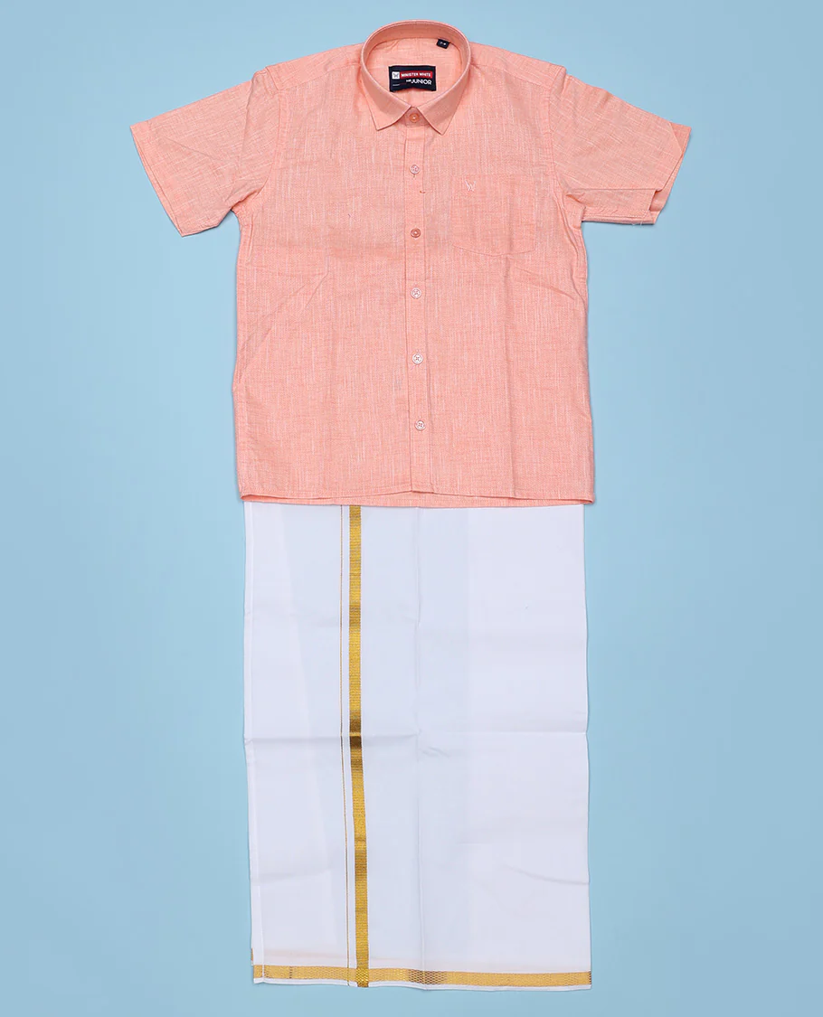 Blue cotton shirt with contrast dhoti (Luxurious boy) - Image 75