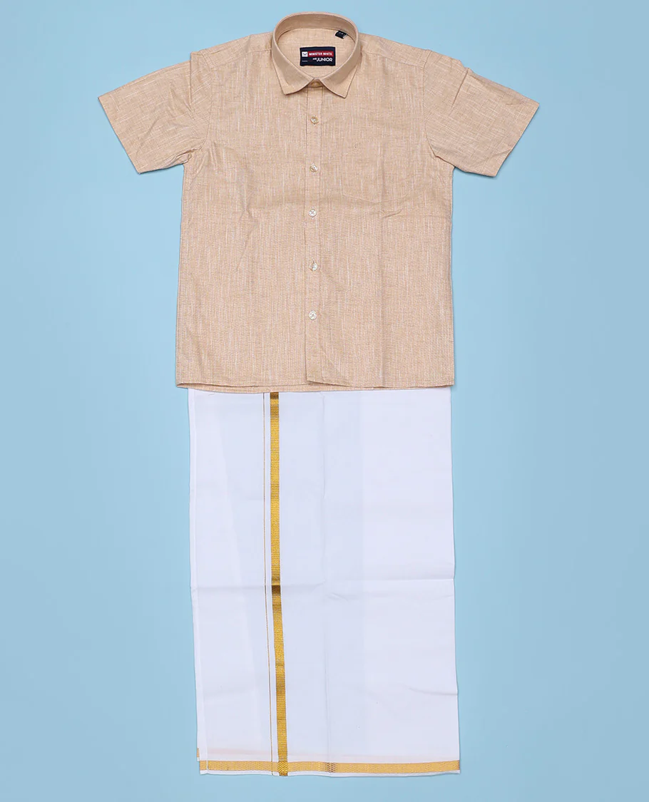 Blue cotton shirt with contrast dhoti (Luxurious boy) - Image 79