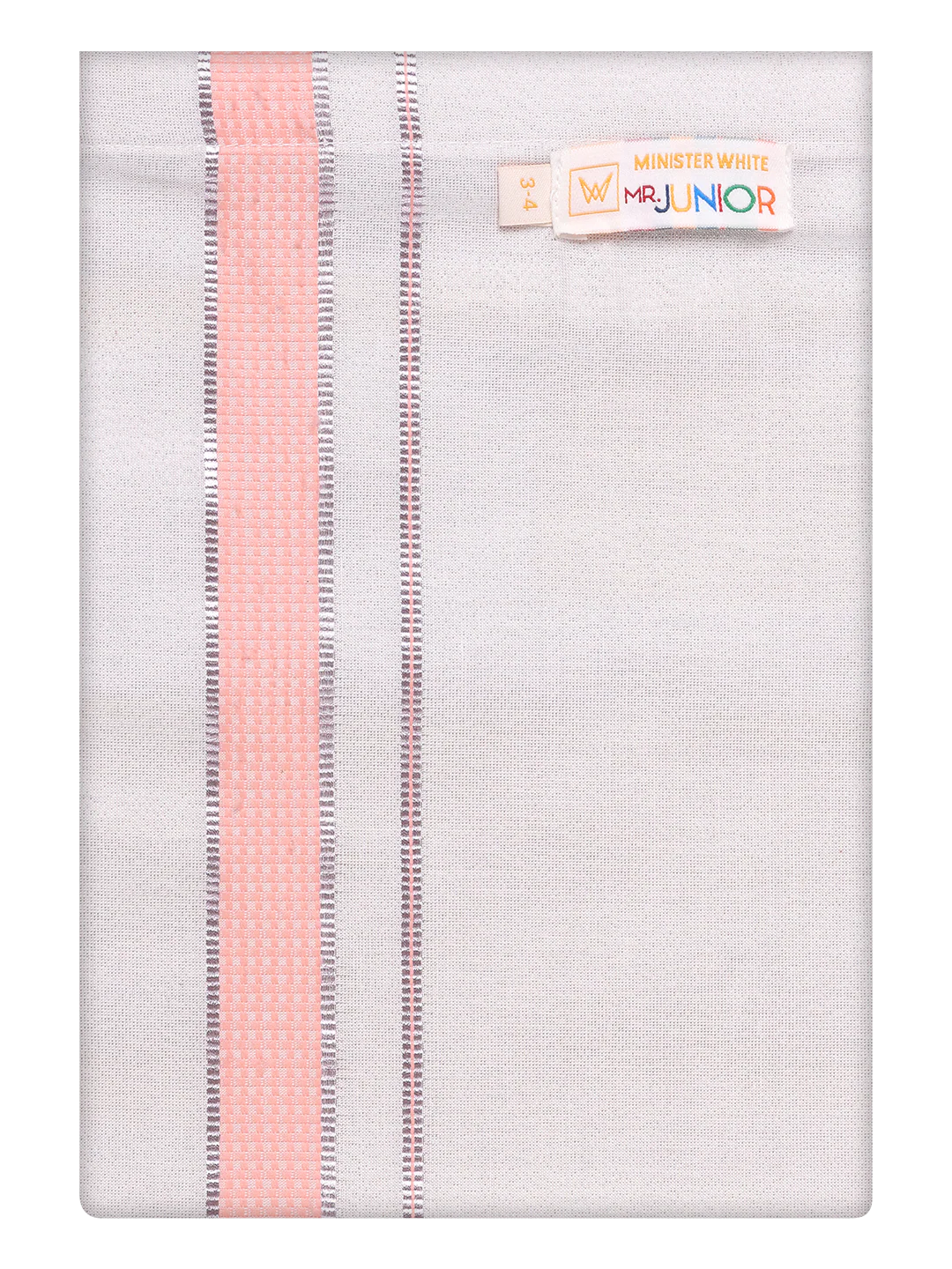 Kids Cotton Peach Shirt with Tissue Matching Border Dhoti Combo Skillful Boy - Image 3