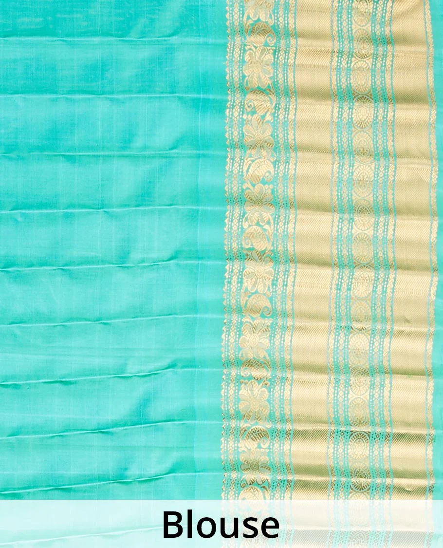 Maroon gadwal checked silksaree with mayil chakra buttas, contrast zari border & pallu of paisley, floral & argyle style - Image 5