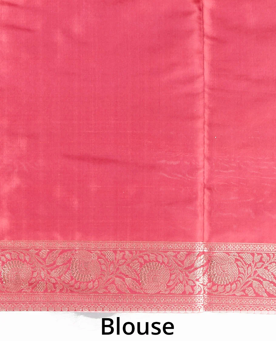 maroon striped zari design kathan silk saree with self floral border - Image 4