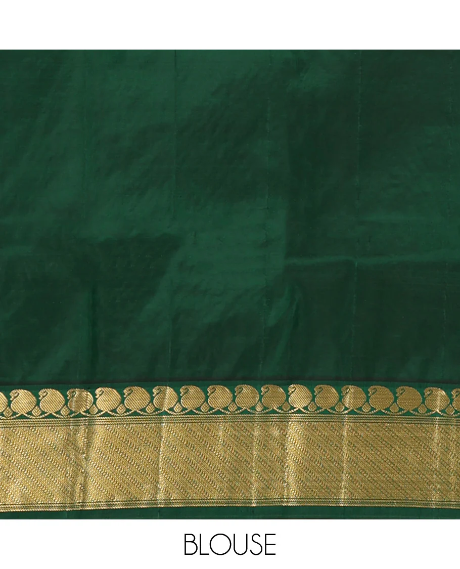 Maroon zari buttas Bangalore silk saree, contrast traditional zari border, and floral jaal pallu - Image 6