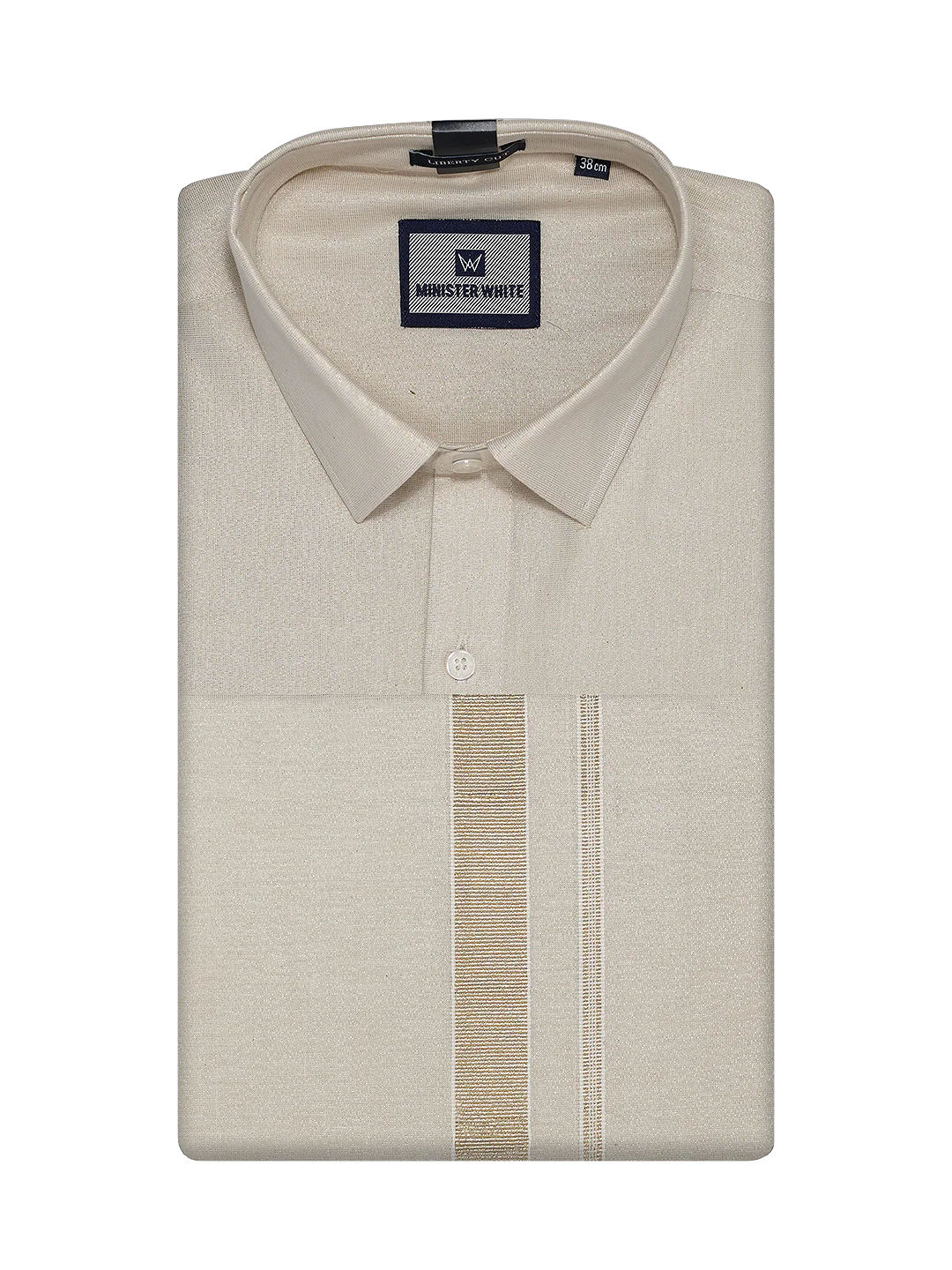 Mens Tissue Beige Colour Dhoti Shirt Wedding Combo Maverick - Image 7