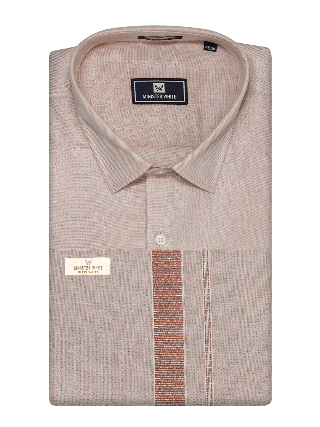 Men's Tissue Copper Color Flexi Dhoti Shirt Wedding Combo Maverick Flexi - Image 8