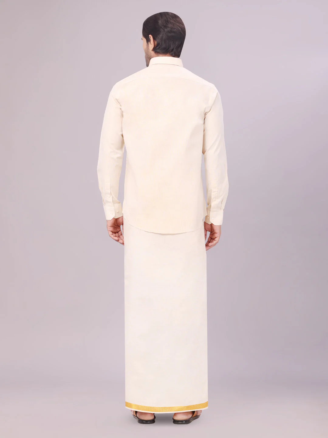 Men's Tissue Gold Color Flexi Dhoti Shirt Wedding Combo Maverick Flexi - Image 4
