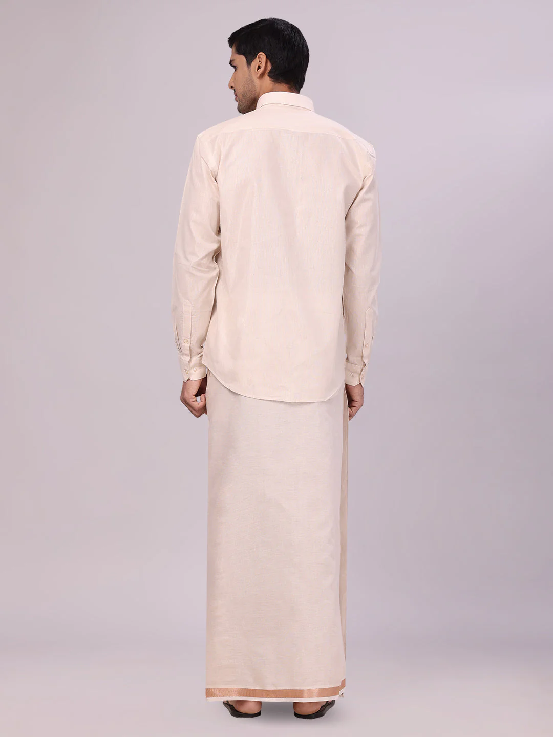 Men's Tissue Light Copper Color Dhoti Shirt Wedding Combo Maverick - Image 3