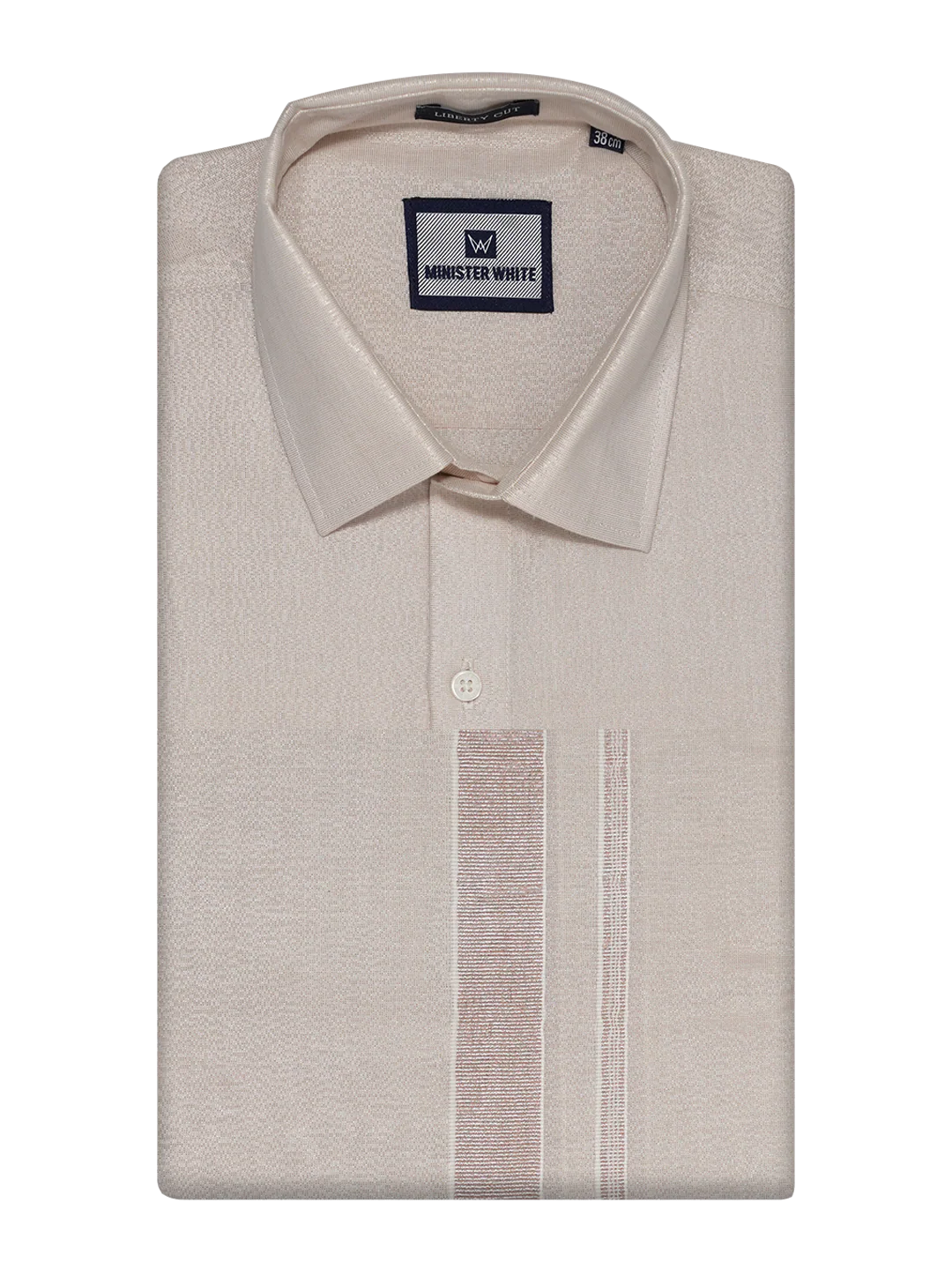 Men's Tissue Light Copper Color Dhoti Shirt Wedding Combo Maverick - Image 4