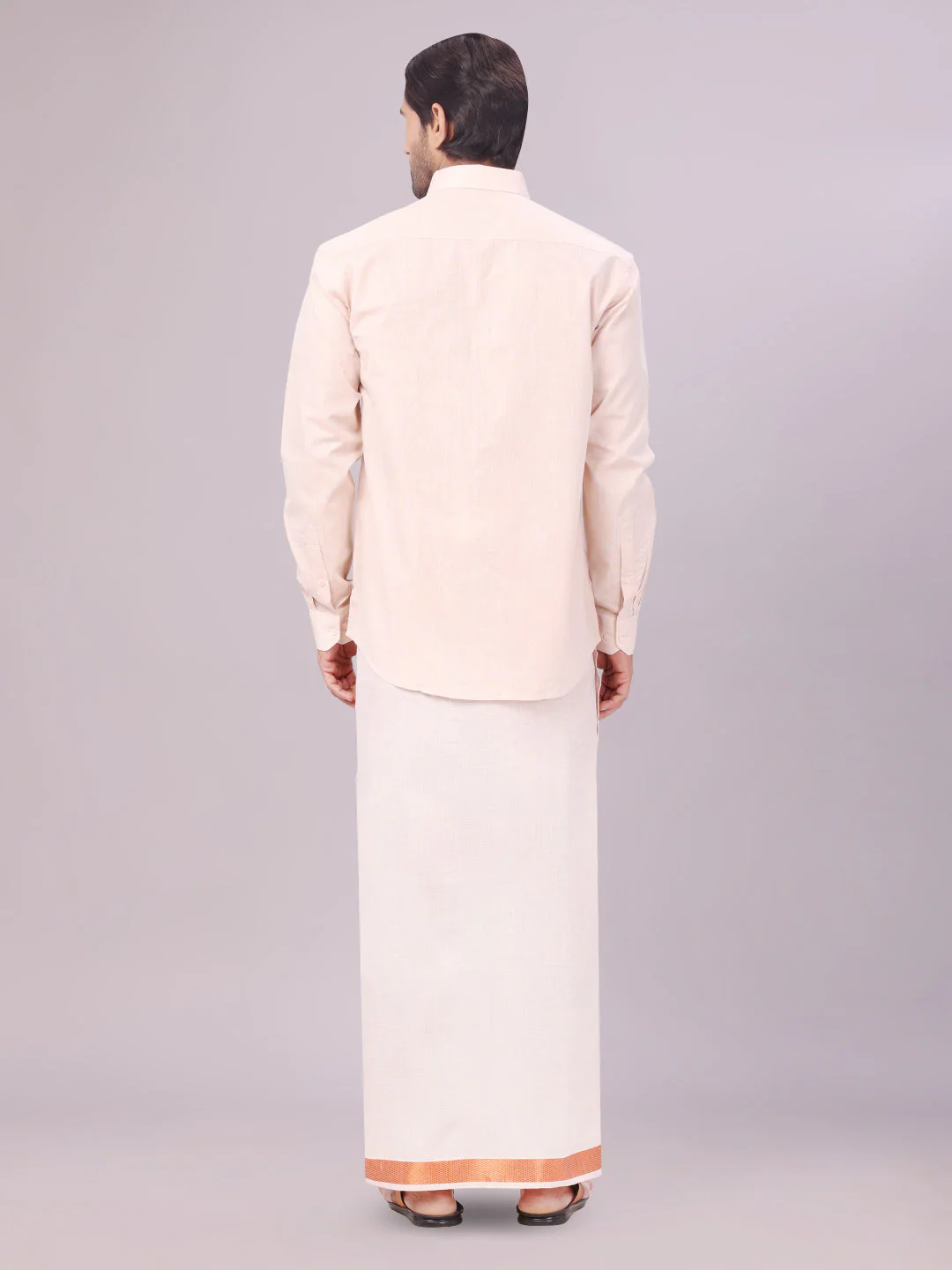 Men's Tissue Copper Color Dhoti Shirt Wedding Combo Maverick - Image 4