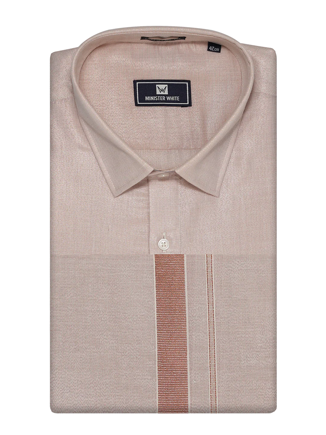 Men's Tissue Copper Color Dhoti Shirt Wedding Combo Maverick - Image 6