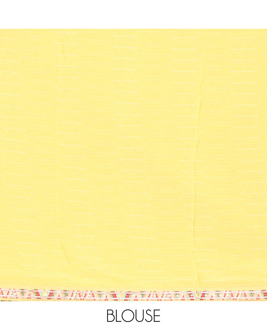 Multi-color chevron designs printed casual wear saree, contrast border of geometric patterns - Image 4