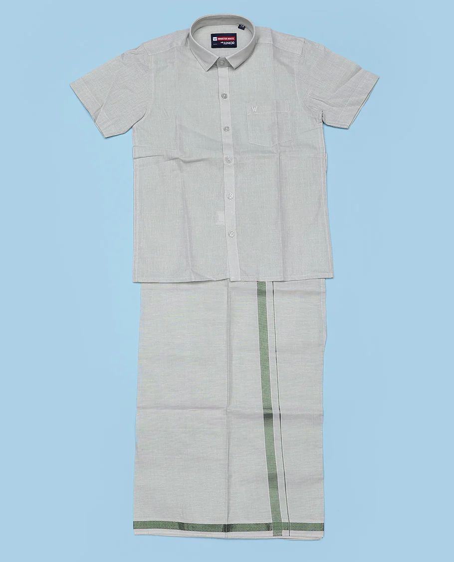 Olive Green cotton shirt with dhoti (ambitious boy) - Image 3