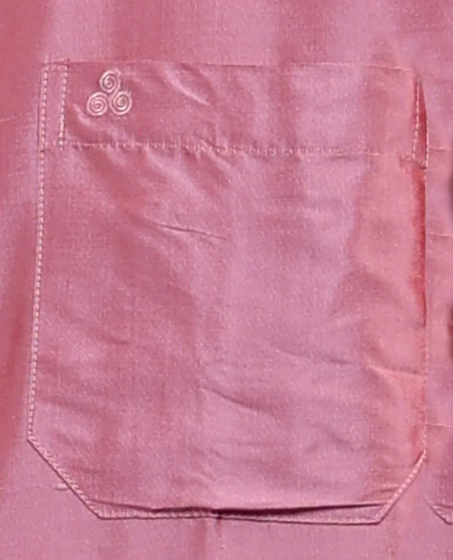 Pink plain design full-sleeve pure-silk shirt - Image 5