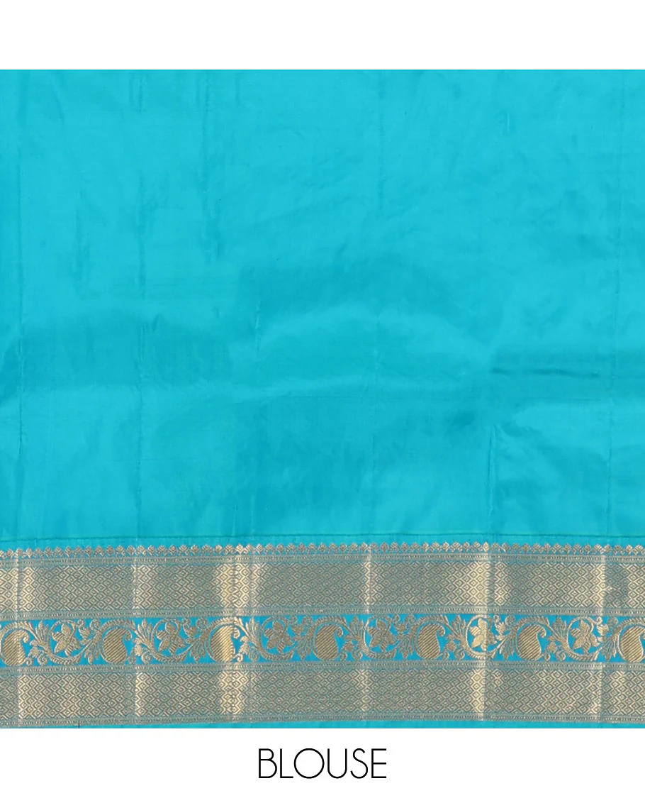 Purple zari buttas Bangalore silk saree, contrast traditional zari design border, and jaal pallu - Image 6