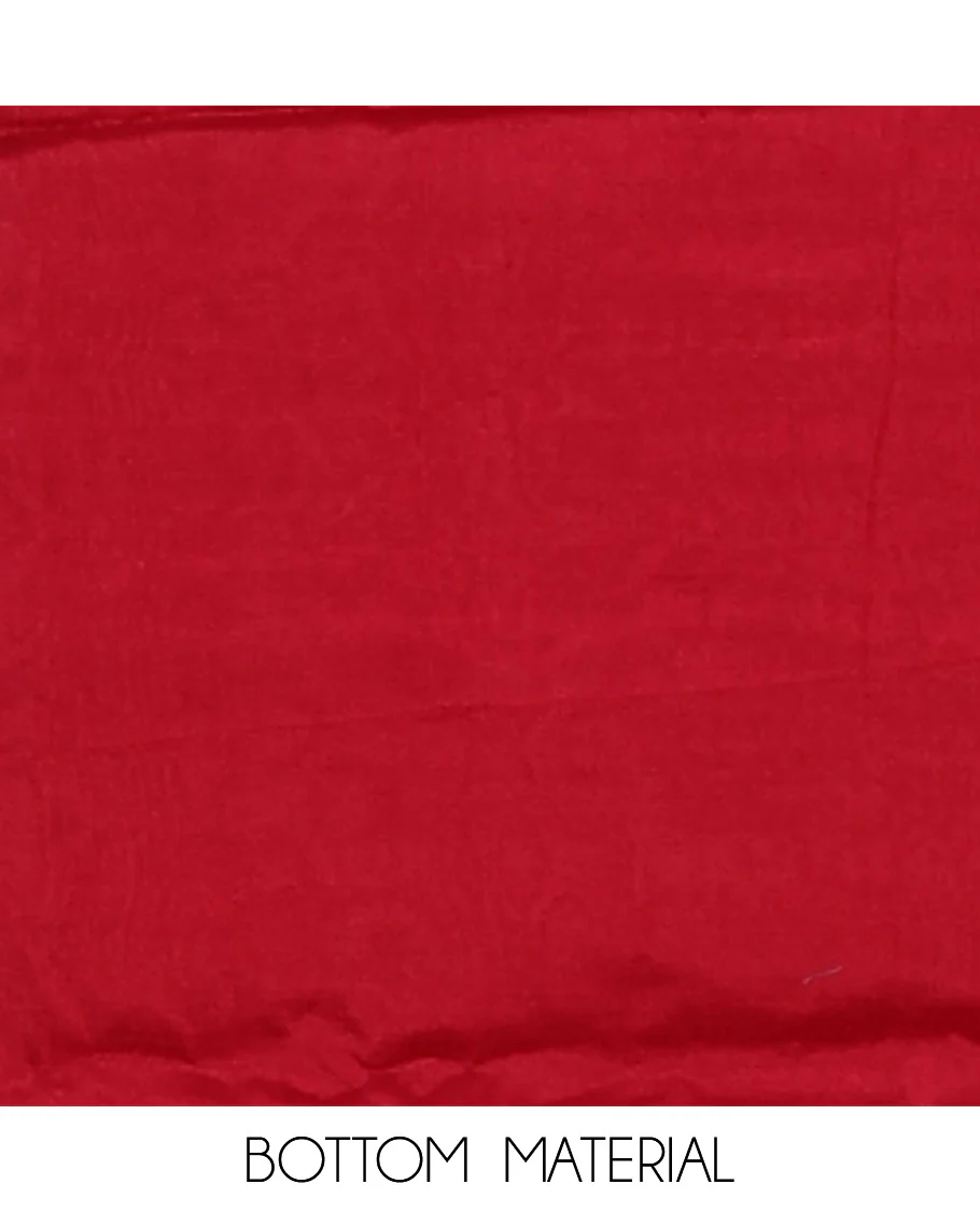 Rani pink chudidar material set, floral design thread embroidered burberry top, floral-themed embroidered burberry dupatta & plain santoon bottom - Image 5