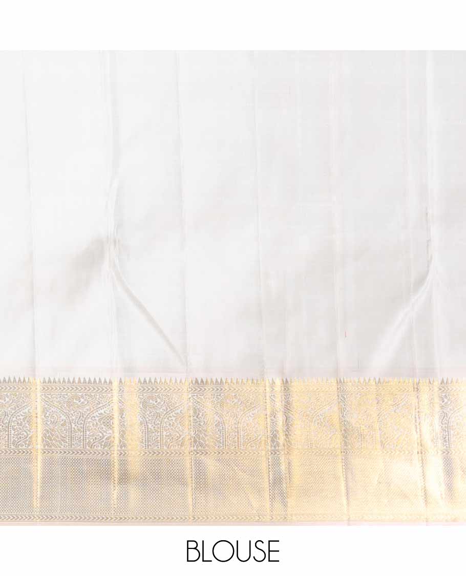 Purple jacquard samudrika silk saree, contrast border of rekku, kathir, mayil, and kuyil kann design & intricate zari woven pallu - Image 5