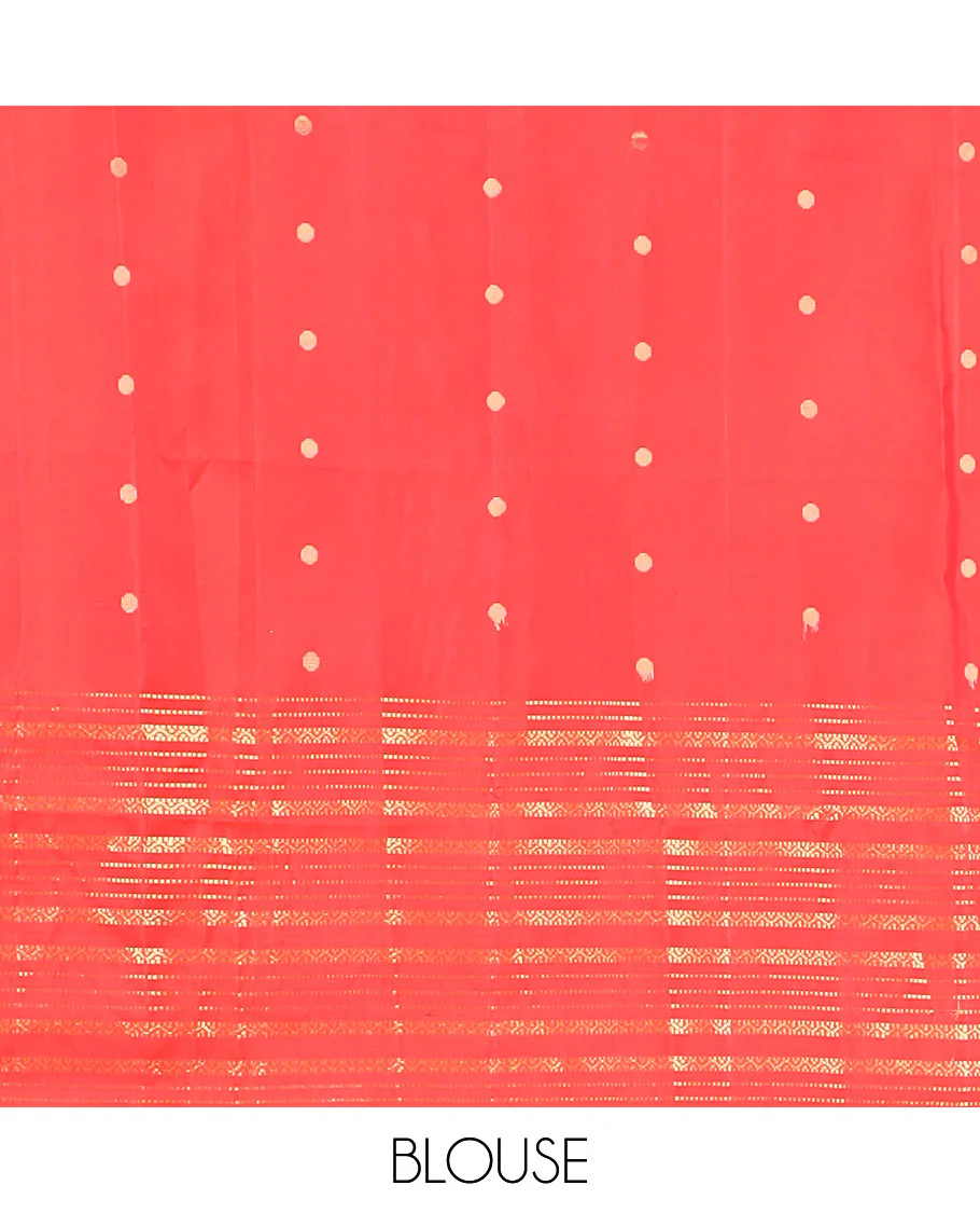 Red striped design mayuri Mayuri soft silk saree with self traditional zari design border & intricate zari design pallu - Image 5